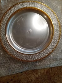 MATANA Arany Szegélyes Átlátszó Műanyag Party Tányér 26 cm, 19 db, Újrahasználható, Esküvőre és Rendezvényre 5