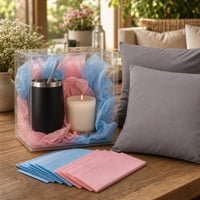 Ajándékvágy csomag: 30 db PVC doboz + 60 db selyempapír + vanília gyertya + 2 db párnahuzat + fedeles 1