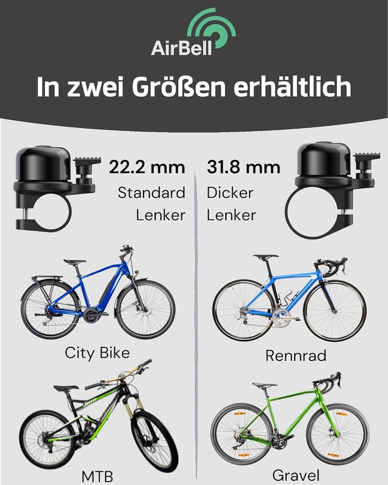 AirBell Kerékpárcsengő Apple AirTag Rejtekhellyel - Lopásgátló Eszköz Biciklihez, E-rollerhez - Fekete, 22,2 mm - Szerszámokkal