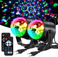 URAQT LED Diszkógömb Szett - 2 db 360° Forgó Partyfény Távirányítóval, 7 RGB Színmód, Zenére Változó Fények Gyerekeknek, Halloween, Karácson 1