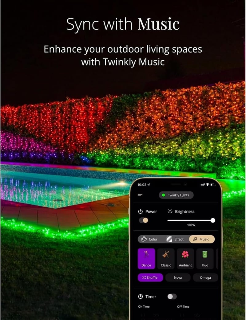Twinkly 250 LED RGB okos fényfüzér, kültéri-beltéri, HomeKit/Alexa/Google kompatibilis, 20m
