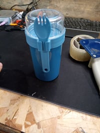 Pahar pentru musli To Go Mitsemmo 760 ml + 230 ml albastru, recipient pentru iaurt cu linguriță, cutie pentru fulgi de porumb — utilizat (stare: vezi a 2-a imagine) 3