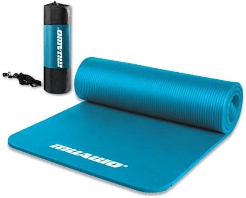 Muawo Prémium Fitness Matrac - Extra Vastag (1,5 cm) és Hosszú (190 cm) Csúszásmentes Jóga és Tornaszőnyeg, Sötétkék, NBR Habból, 