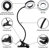URAQT LED Csiptetős Lámpa, 360° Hajlítható Nyakkal, 3 Színhőmérséklet, 11 Fényerőszint, 150 cm USB Kábel, Olvasáshoz, Irodába, Hálószobába 3