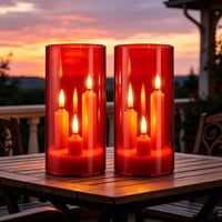 Sada 2 ks 3-jadrových LED sviečok, červený priehľadný akrylový obal, bezplameňová sviečka s diaľkovým ovládaním, realistický efekt plameňa, na domáce použitie, svadby, Vianoce 2