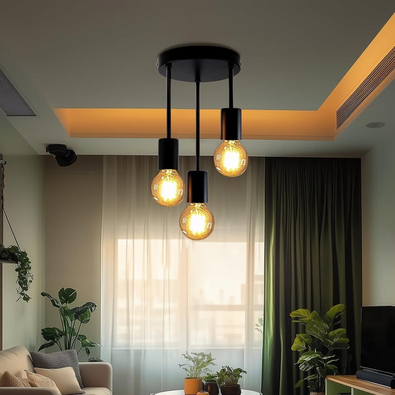 da LIGHT 3-ágú mennyezeti lámpa E27 fekete vintage spotlámpa konyha nappali