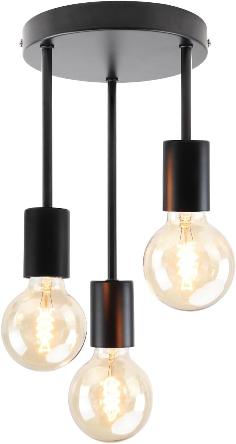 da LIGHT 3-ágú mennyezeti lámpa E27 fekete vintage spotlámpa konyha nappali