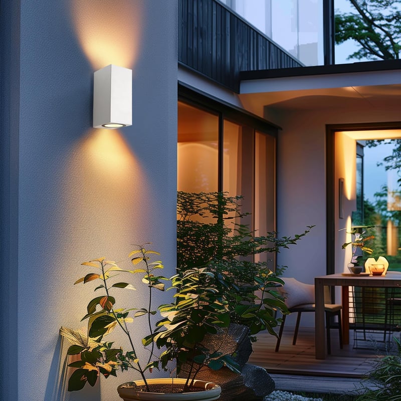 da LIGHT Kültéri Fali Lámpa 2db GU10 Foglalat IP54 Vízálló Fel-Le Világítás - 15CM_Rechteckige_Weiß