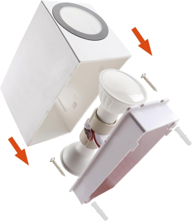 da LIGHT Kültéri Fali Lámpa 2db GU10 Foglalat IP54 Vízálló Fel-Le Világítás - 15CM_Rechteckige_Weiß