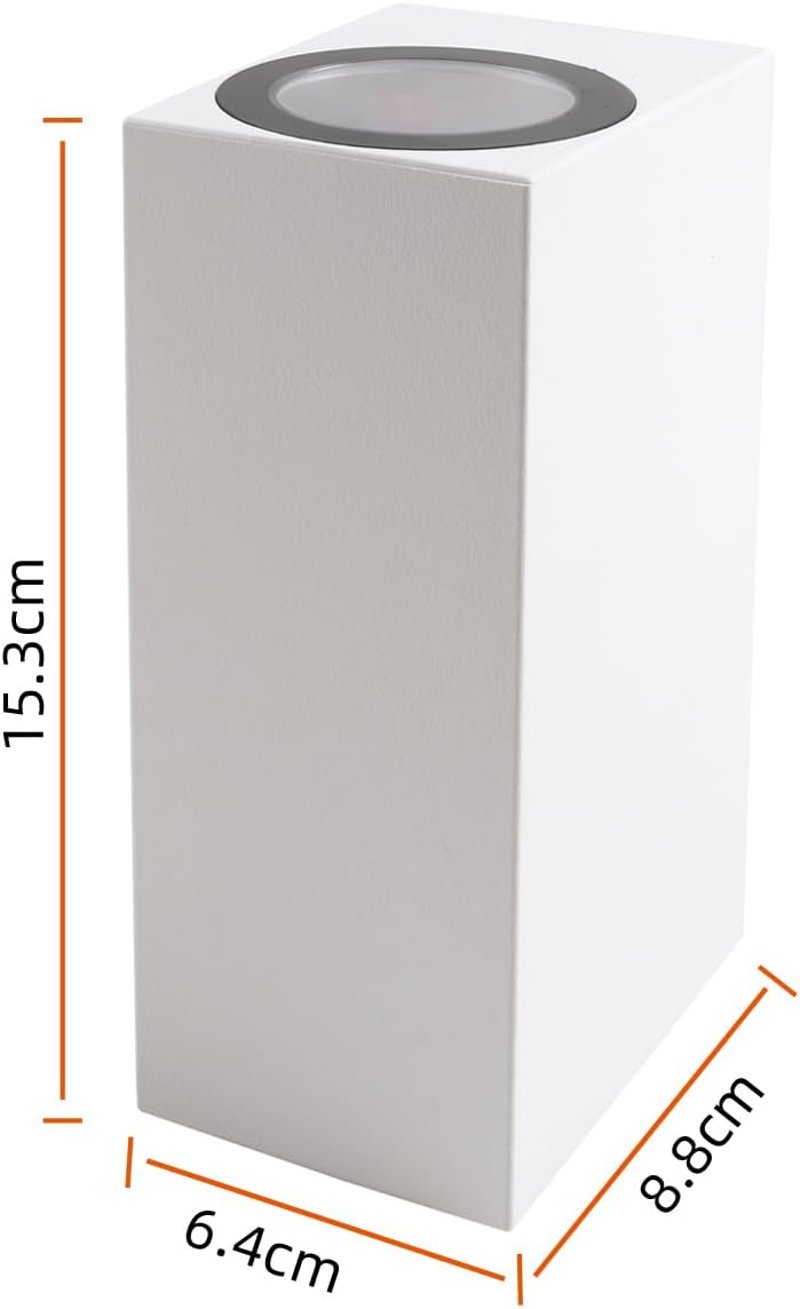 da LIGHT Kültéri Fali Lámpa 2db GU10 Foglalat IP54 Vízálló Fel-Le Világítás - 15CM_Rechteckige_Weiß