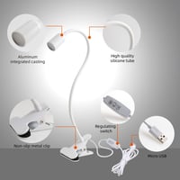da LIGHT LED Asztali Lámpa Csipeszes Fehér, 3 Színhőmérséklet, Dimmer, USB - White 2