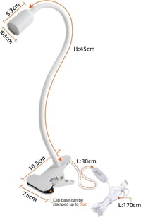 da LIGHT LED Asztali Lámpa Csipeszes Fehér, 3 Színhőmérséklet, Dimmer, USB - White 4