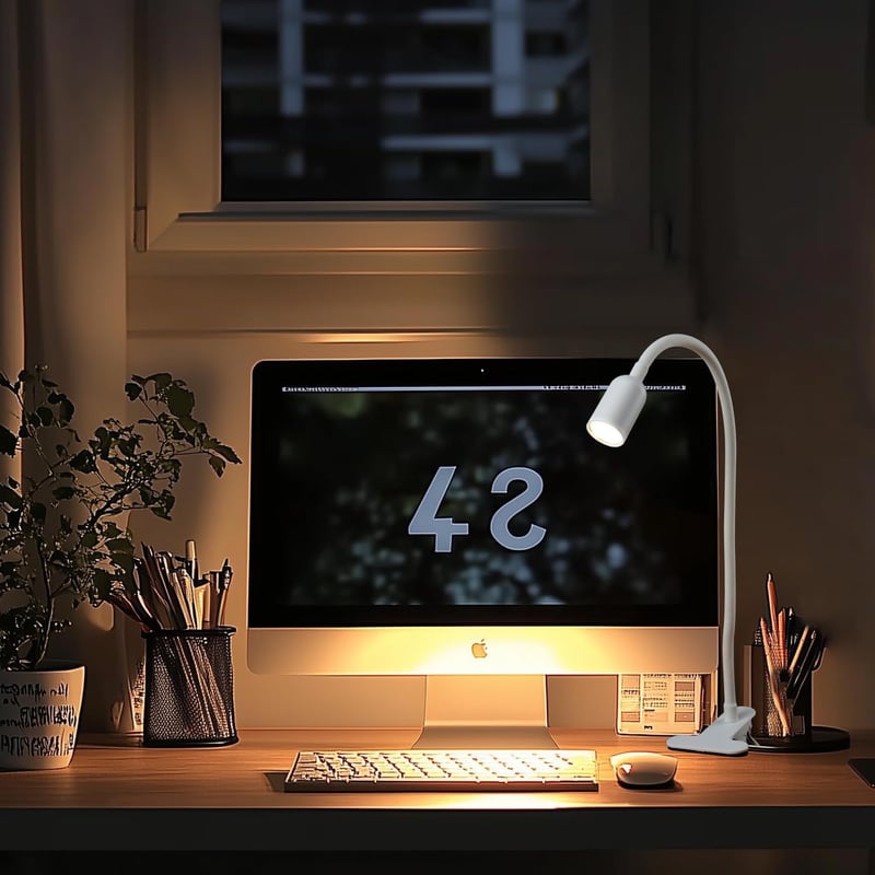 da LIGHT LED Asztali Lámpa Csipeszes Fehér, 3 Színhőmérséklet, Dimmer, USB - White