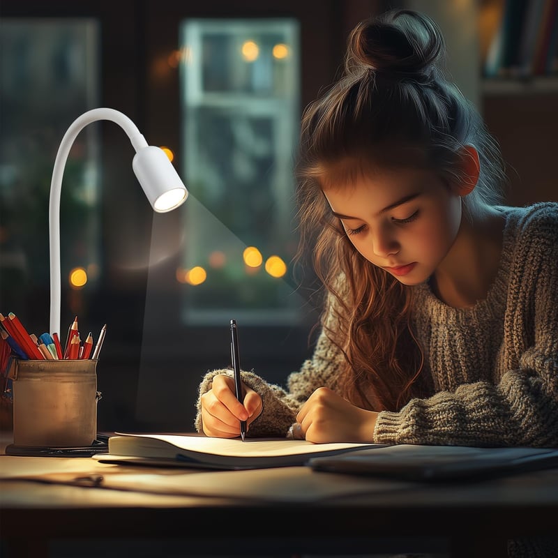 da LIGHT LED Asztali Lámpa Csipeszes Fehér, 3 Színhőmérséklet, Dimmer, USB - White