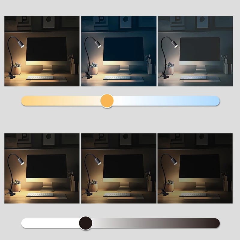 da LIGHT LED Asztali Lámpa Csiptetős, 3 Színhőmérséklet Dimmelhető USB Olvasólámpa