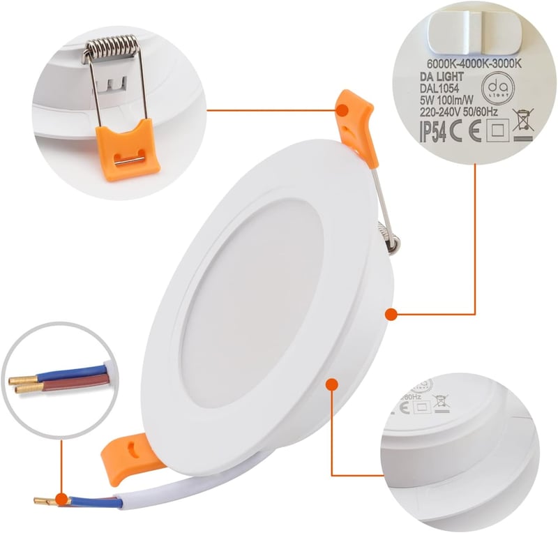 da LIGHT LED Beépíthető Spotlámpa 230V 6db IP54 5W 500lm Fürdőszoba Mennyezeti Lámpa 3000-6000K