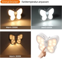 da LIGHT LED Éjszakai Lámpa Mozgásérzékelővel, USB Töltős 1200mAh, Dimmer Funkcióval, Lépcsővilágítás, Pillangó Forma, 3000K-6000K 3