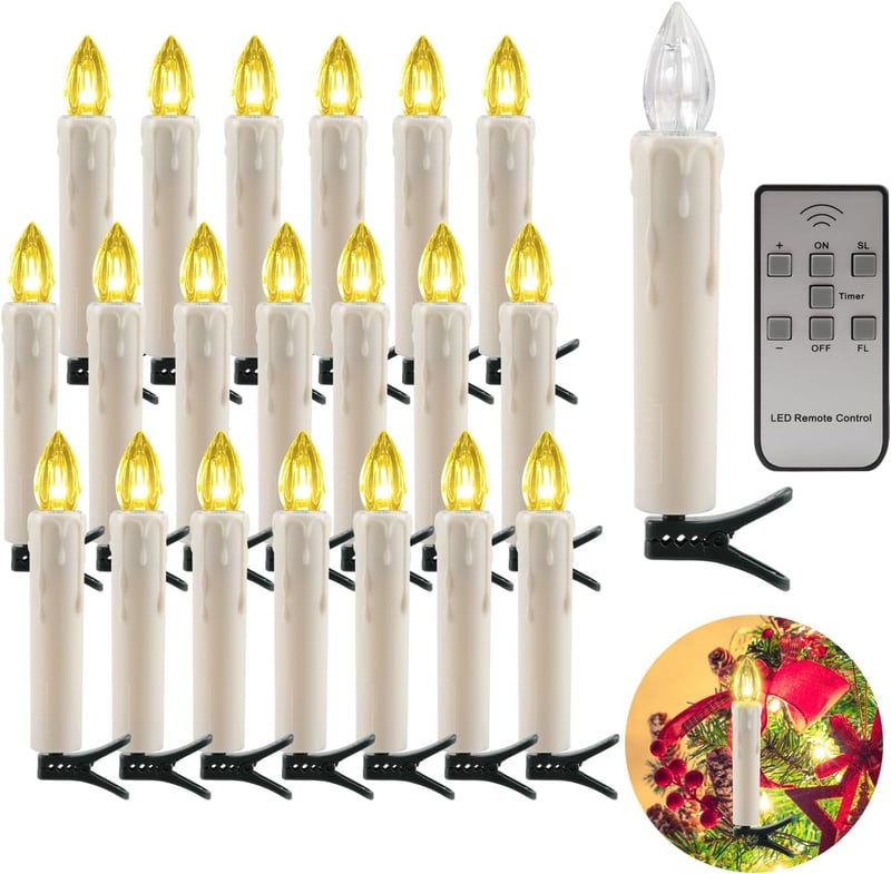 da LIGHT LED gyertyák távirányítóval, 20 db, dimmelhető, időzítő, meleg fehér, karácsonyfa dekoráció