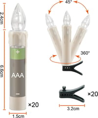 da LIGHT LED gyertyák távirányítóval, 20 db, dimmelhető, időzítő, meleg fehér, karácsonyfa dekoráció 2