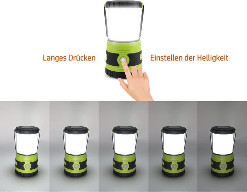 DA LIGHT LED Kemping Lámpa 1500 Lumen 4 Üzemmód Zöld Dimmer Vészvilágítás