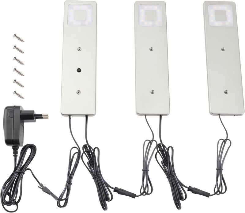 da LIGHT LED Konyhai Alulvilágítás Meleg Fehér 3db Szett Beépíthető Spot Ezüst - 1-schalter