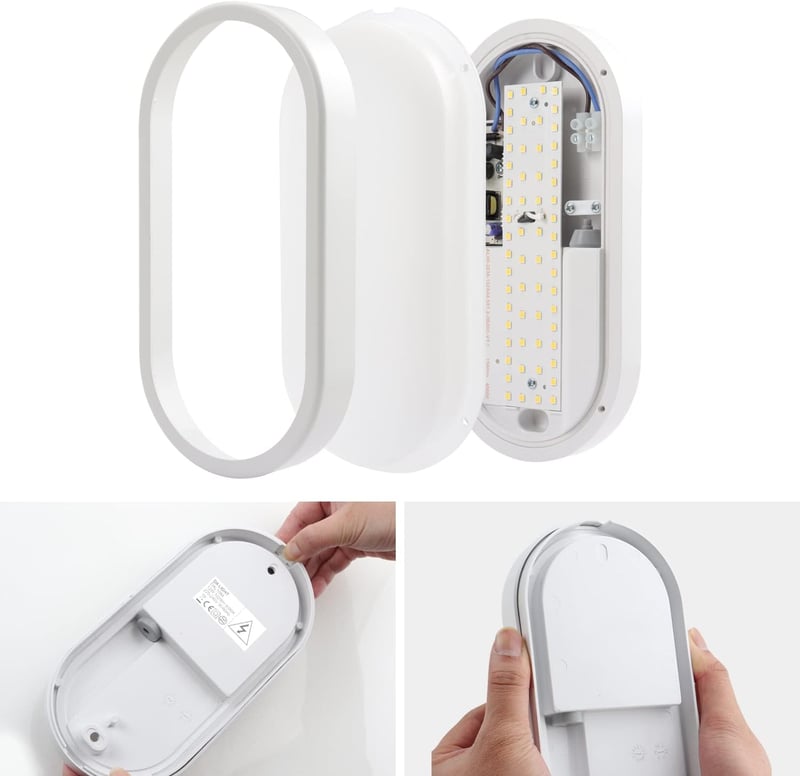 da LIGHT LED Mennyezeti Lámpa 12W 1020 Lumen Vízálló IP54 Fürdőszoba Nappali Pince 4000K - White, Set of 1