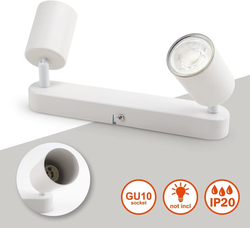da LIGHT LED Mennyezeti Lámpa 2 Izzós Forgó Spotlámpa GU10 Retro Fehér 230V