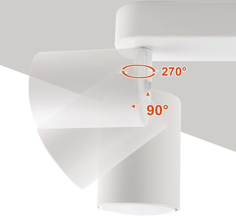 da LIGHT LED Mennyezeti Lámpa 2 Izzós Forgó Spotlámpa GU10 Retro Fehér 230V