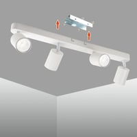 da LIGHT LED mennyezeti lámpa 4 foglalattal, forgatható és dönthető spotlámpa GU10 (izzó nélkül), retro vintage mennyezeti spot, 230V, fehér, nappaliba, hálószobába, konyhába 6