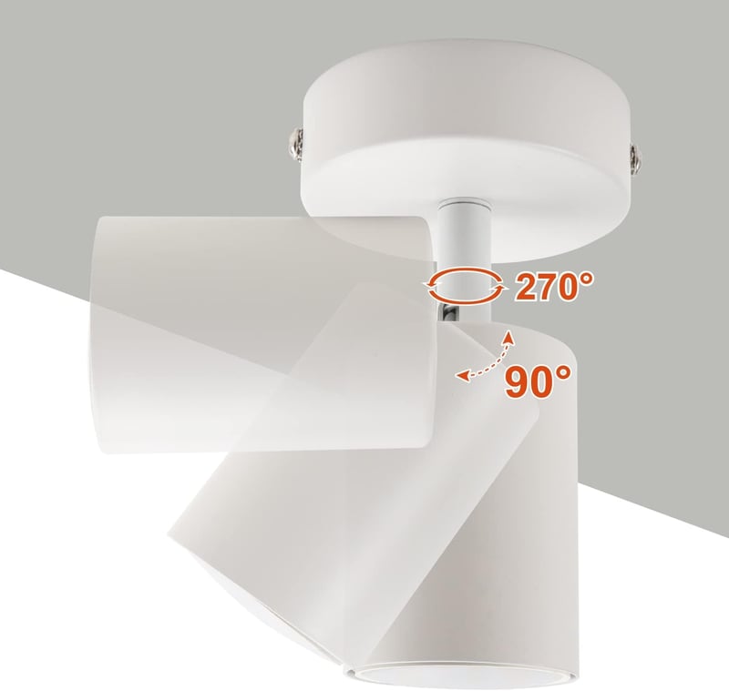 da LIGHT LED Mennyezeti Lámpa Forgatható Spotlámpa GU10 Fehér Retro Stílusú Lámpatest - 8CM-1SPOT, White