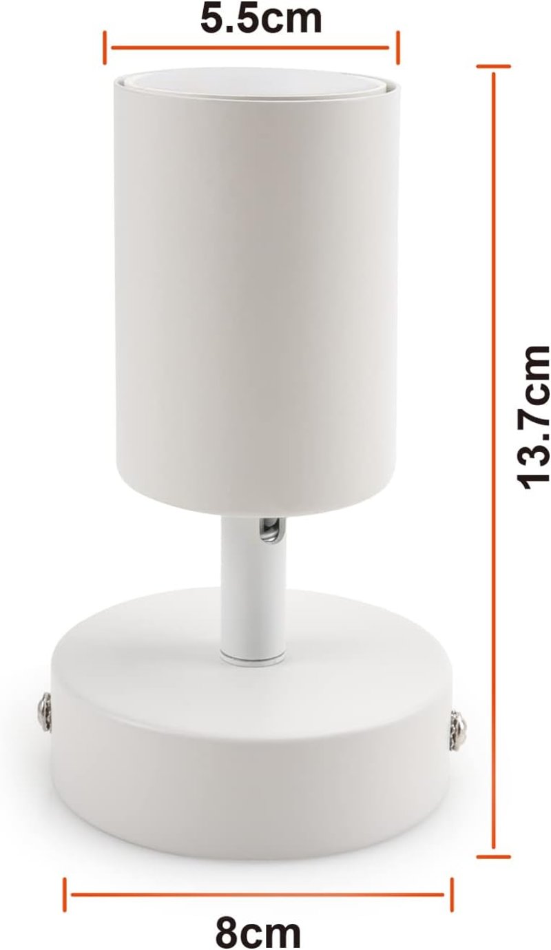 da LIGHT LED Mennyezeti Lámpa Forgatható Spotlámpa GU10 Fehér Retro Stílusú Lámpatest - 8CM-1SPOT, White