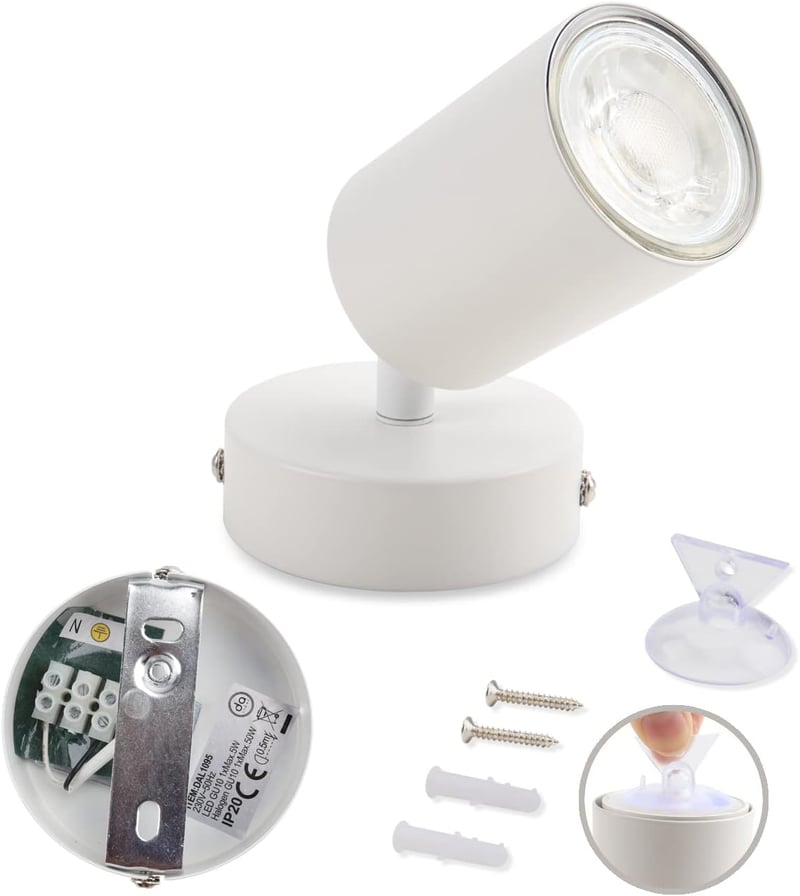 da LIGHT LED Mennyezeti Lámpa Forgatható Spotlámpa GU10 Fehér Retro Stílusú Lámpatest - 8CM-1SPOT, White