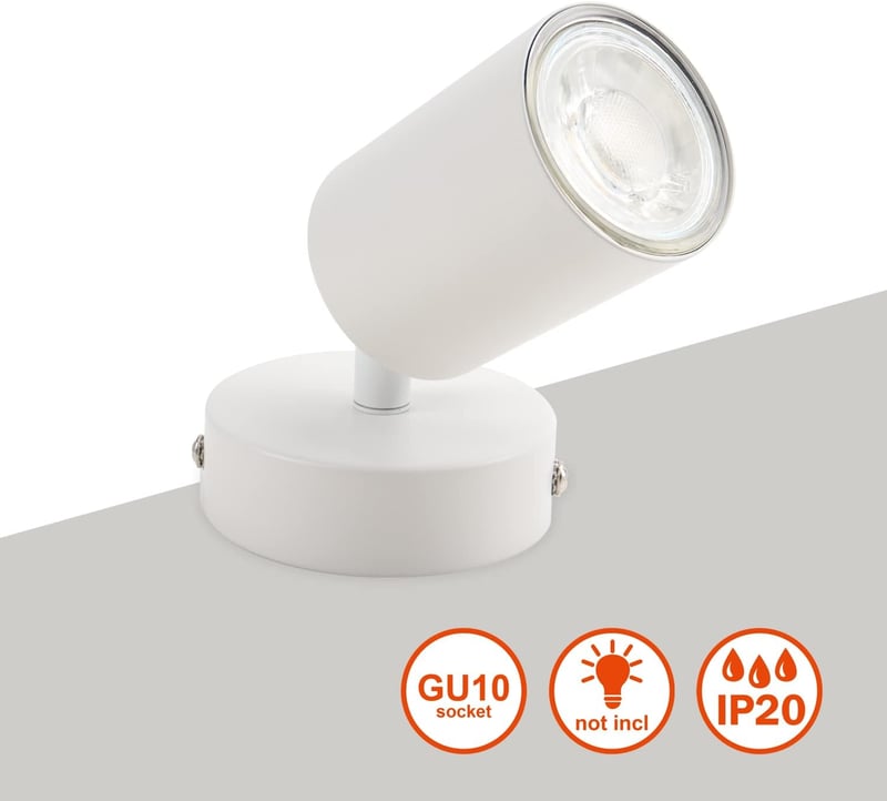 da LIGHT LED Mennyezeti Lámpa Forgatható Spotlámpa GU10 Fehér Retro Stílusú Lámpatest - 8CM-1SPOT, White