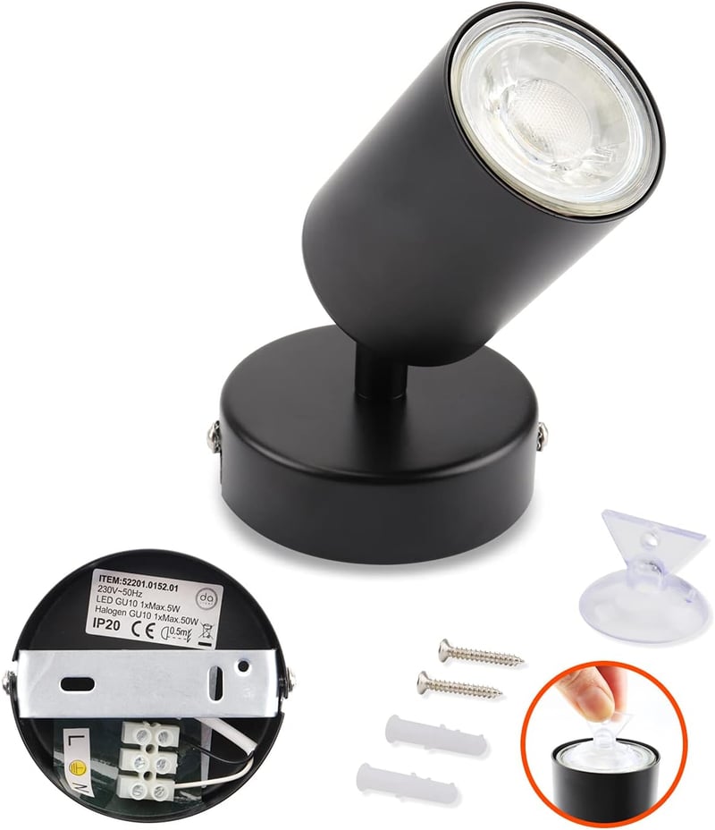 DA LIGHT LED Mennyezeti Lámpa Forgó GU10 Spotlámpa Fekete Retro Nappali Hálószoba Konyha