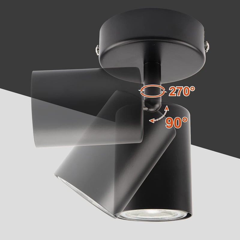 DA LIGHT LED Mennyezeti Lámpa Forgó GU10 Spotlámpa Fekete Retro Nappali Hálószoba Konyha