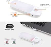 DA LIGHT LED mozgásérzékelős akkus éjjeli lámpa, 2db USB-s újratölthető szekrényvilágítás, 3000K meleg fehér 3