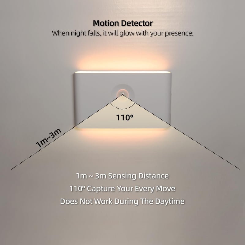 da LIGHT LED Mozgásérzékelős Éjszakai Lámpa USB Töltős 2db Meleg Fehér
