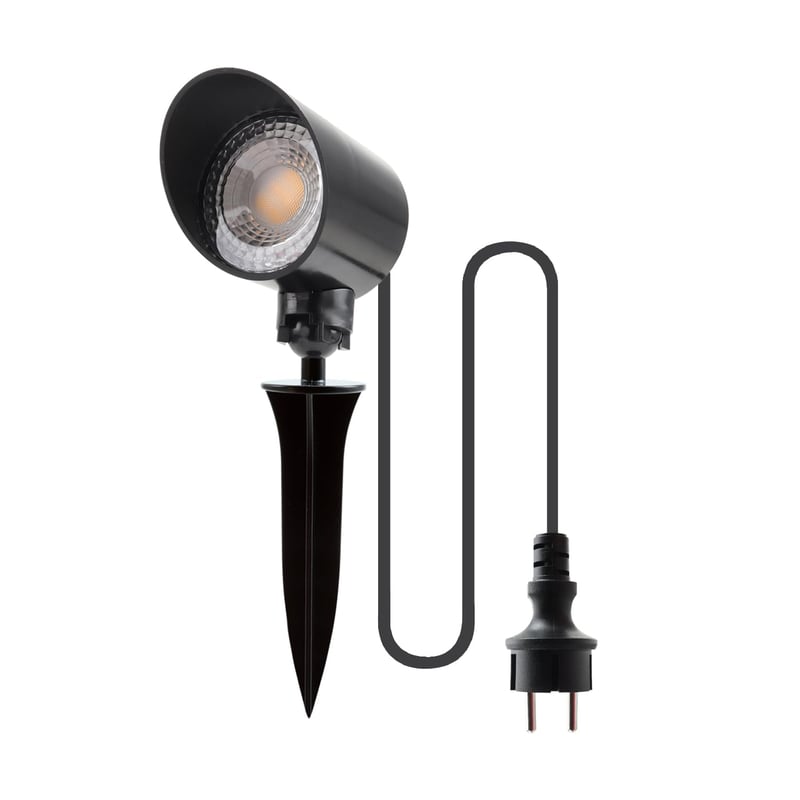 LED reflektor DA LIGHT 6W 600LM, 3000K teplá biela, vonkajšie nástenné svietidlo s 1,5m káblom, otočný záhradný reflektor, vodotesný IP65 pre osvetlenie rastlín