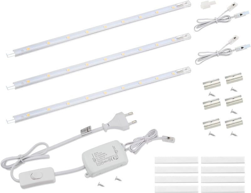 da LIGHT LED Szalagvilágítás 5W Meleg Fehér Konyhai Szekrény Lámpa 3x26cm Csatlakoztatható - 3_5W, 3,000 K