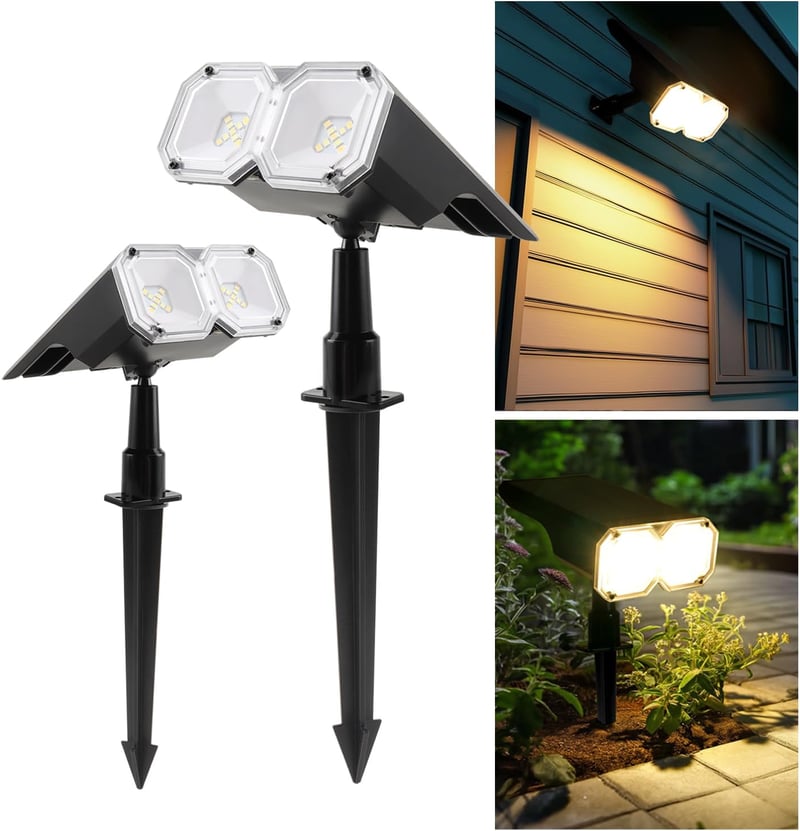 Set de 2 proiectoare solare LED da LIGHT IP65 pentru exterior, cu țăruș și suport de perete