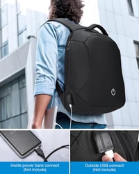 HOMIEE Vízálló Lopásbiztos Laptop Hátizsák USB Töltővel, Fekete 5