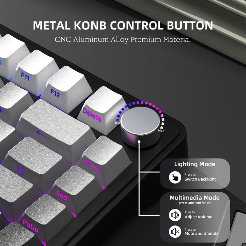 AJAZZ x Attack Shark X85 Mechanikus Gamer Billentyűzet, 75% Vezeték Nélküli, 5 Rétegű Hangtompítás, PBT Billentyűk, RGB, Hot-Swap, PC/Mac