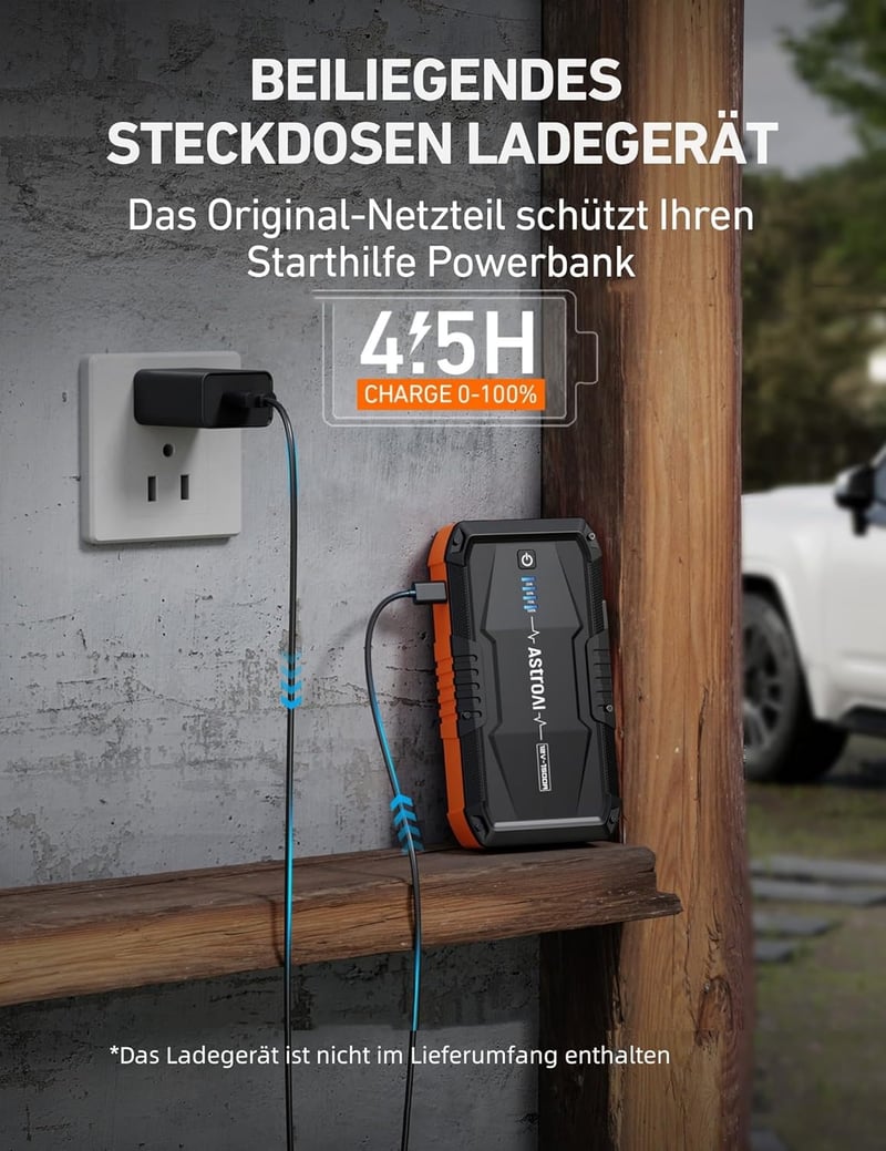 AstroAI S8 Hordozható Autós Bikázó 1500A, Powerbank Funkcióval, 12V Akkumulátor Indító 6.0L Benzines és 3.0L Dízel Motorokhoz