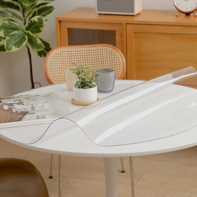 Eralove Átlátszó Kerek Asztalvédő Fólia - 120 cm Átmérőjű PVC Terítő - 2 mm Vastag Vízálló Asztalterítő - Szagtalan, Méretpontos Műanyag Véd