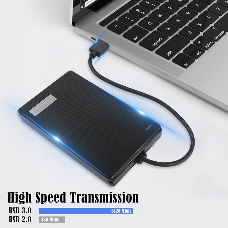 GINTOOYUN 2,5" HDD/SSD Külső Ház - USB 3.0 Szuper Gyors SATA III Merevlemez Tok Laptophoz és PC-hez, LED Kijelzővel, Fekete