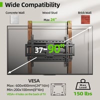 USX MOUNT Dupla Karos TV Fali Tartó 37-90" Képernyőkhöz, 60kg Teherbírással, ±45° Forgatható, Dönthető, VESA 600x400mm Kompatibilis LED/LCD/ 2