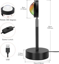 Forgatható LED Naplemente Hangulatfény USB Töltéssel - 360° Állítható 6