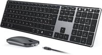 seenda Fém Bluetooth Billentyűzet és Egér Szett - Újratölthető, Kettős Üzemmódú (USB+BT), Ultravékony, Csendes, QWERTZ Kiosztású, PC/Tablet/ 9