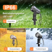 MEIKEE Napelemes Kerti Spotlámpa 2db, 2700K Meleg Fehér, IP66 Vízálló, 3 Fényerő, 2 Világítási Mód, 3000mAh, Forgatható Fejű Kültéri Lámpa 5