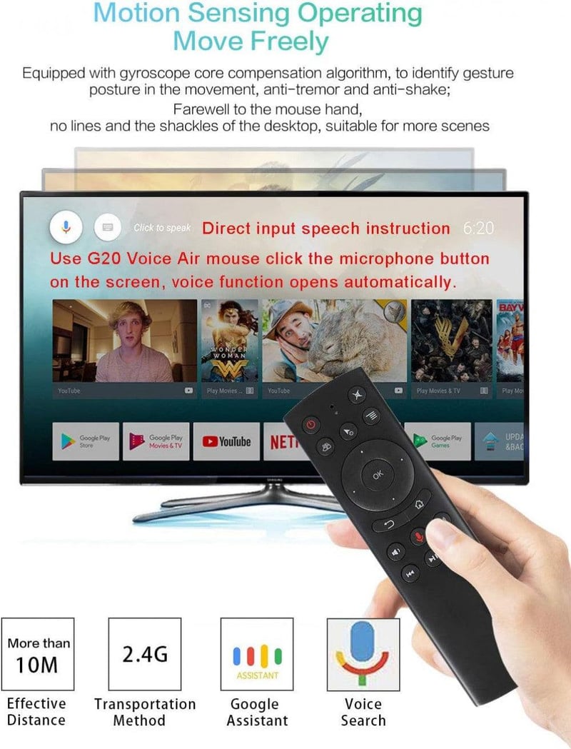 Android TV-hez Vezeték Nélküli USB Távirányító